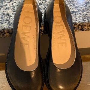 LOEWE Black Leather Ballet Flats – Size 38 – Made in Italy